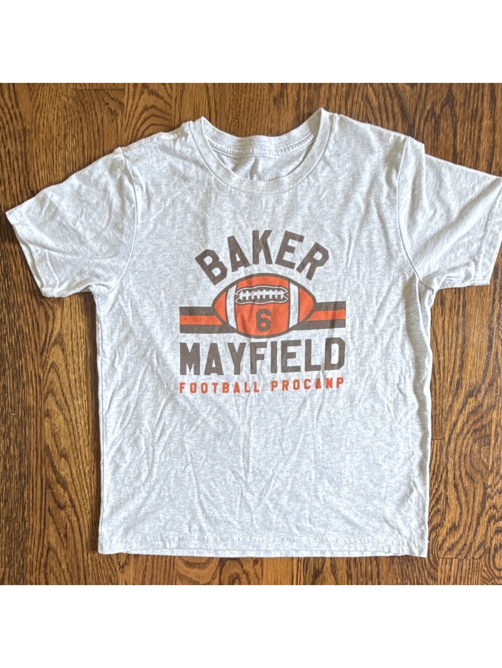 Baker Mayfield Football Procamp Youth M Gray Graphic Crew Neck Tshirt